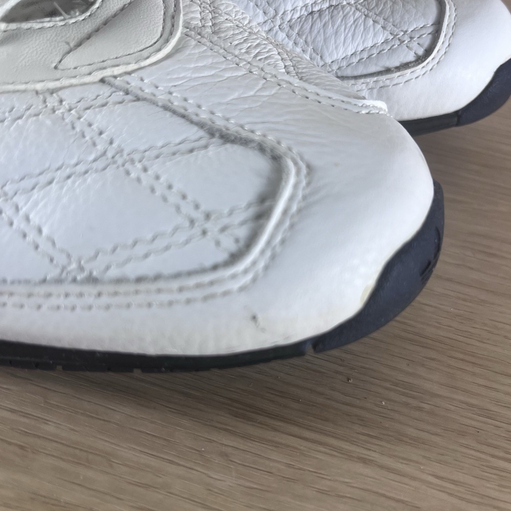 Vintage Adidas Team Leather O Grip Sneakers White Navy Men's Size 11.5 Y2K - Picture 4 of 15